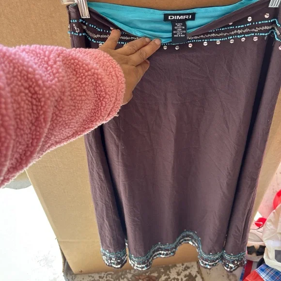 DIMRI Sequined boho gypsy skirt size medium brawn - Picture 3 of 15